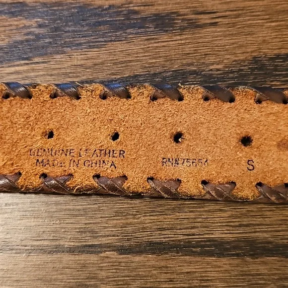 Hand Tooled Leather Belt Y2K Hippie Vintage - Picture 6 of 8